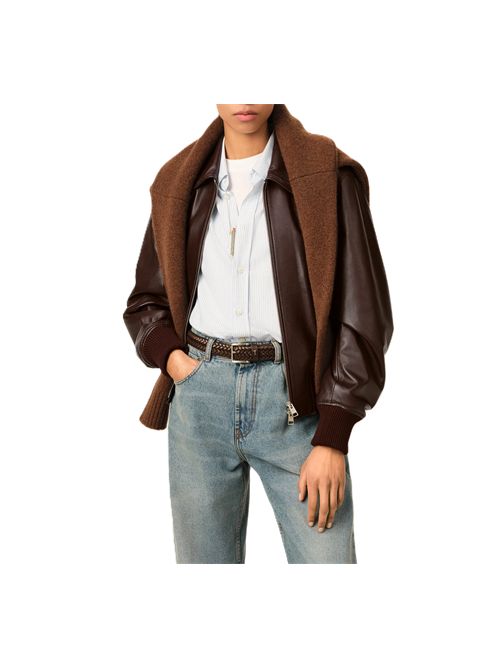 Giacca in pelle d'agnello liscia. Ami Paris | FJK850.LH0068A235 DARKCHERRY